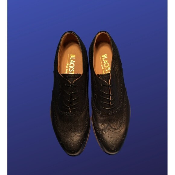 BLACKSTONE Luxury Brogue Wingtip Oxford, AM10 BLACK, Men’s 8.5/Women’s 10, NWOB - Picture 2 of 10